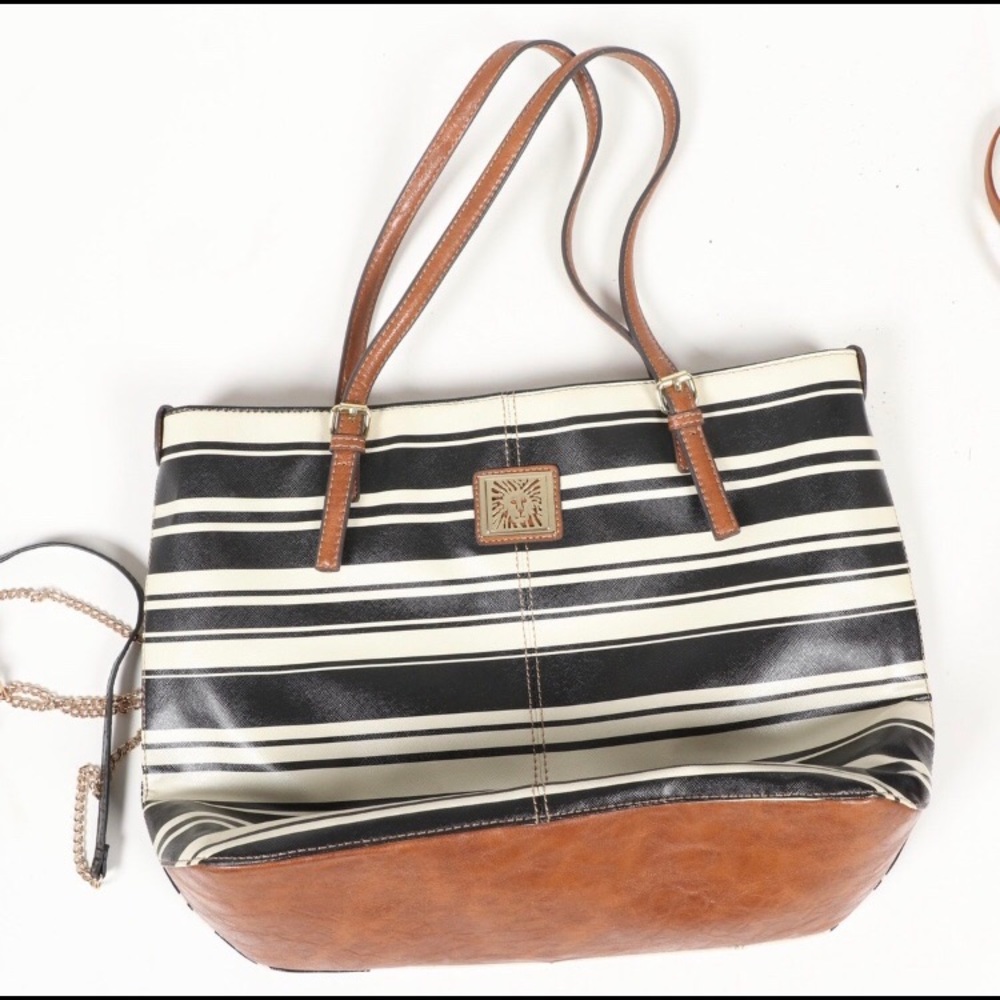 Anne Klein Striped Shoulder Tote Bag